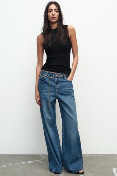 Z1975 WIDE-LEG JEANS WITH CHAIN BELT - Mid-blue by Zara - Image 0