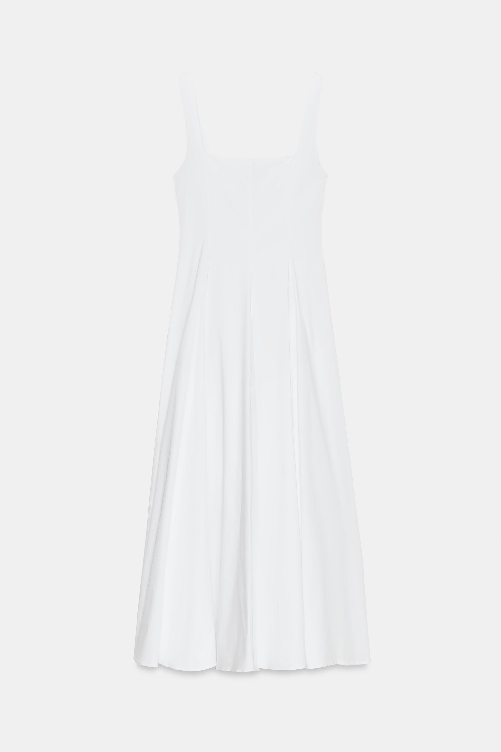 ゴデットポプリンミディワンピース - ホワイト | ZARA Japan / 日本