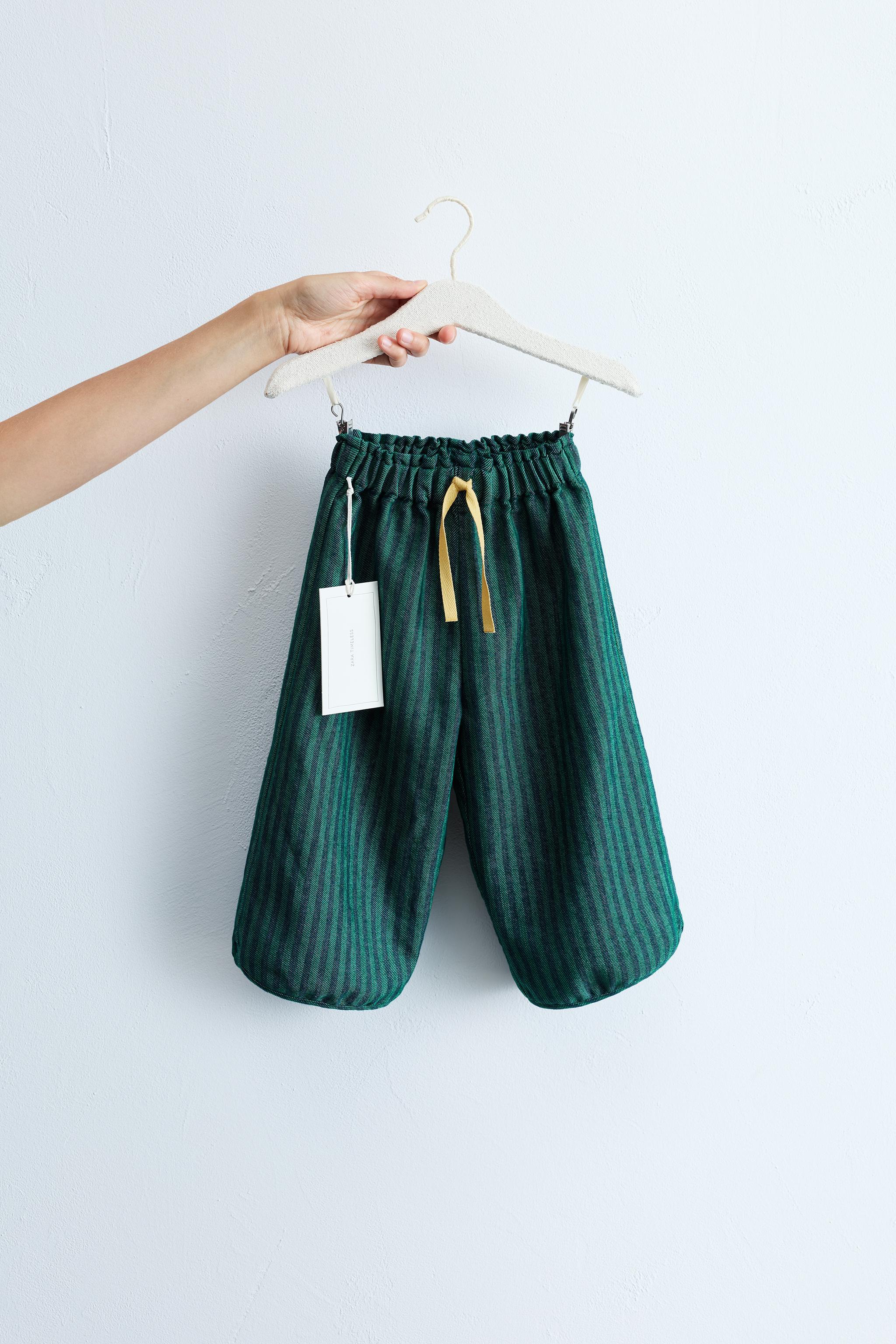 ZARA TIMELESS - STRIPED BALLOON PANTS — Green