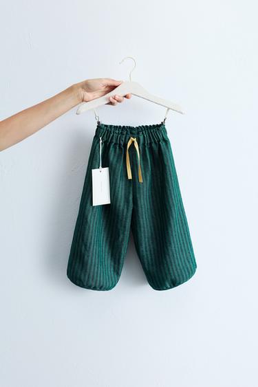 ZARA TIMELESS - STRIPED BALLOON PANTS — Green 2