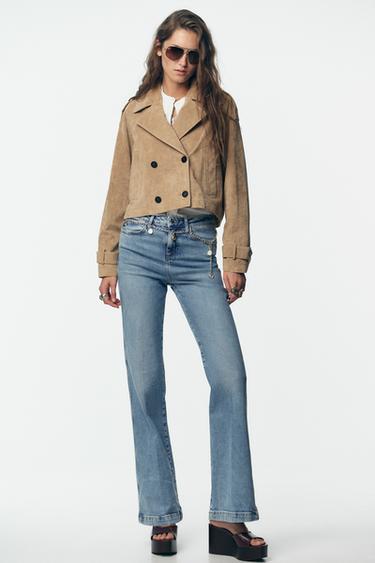VESTE TRENCH COURTE 100 % CUIR - Marron clair de Zara - Image 4