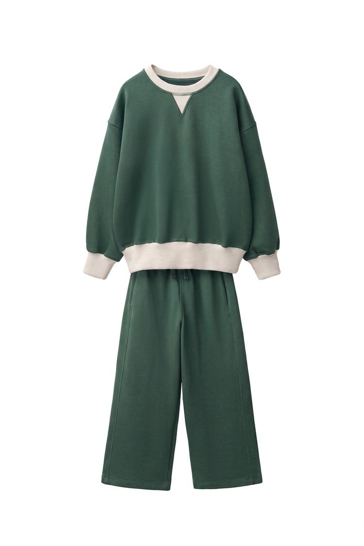 CONJUNTO SUDADERA Y PANTALÓN WIDE LEG COLOR BLOCK