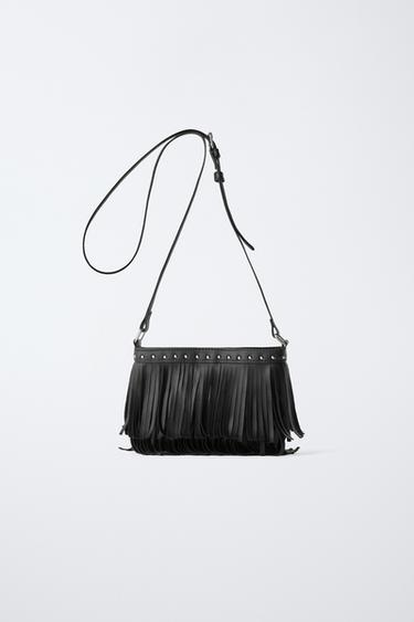 CROSSBODY BAG WITH FRINGING - Black by Zara