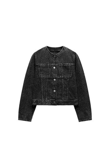 RHINESTONE DENIM JACKET ZW COLLECTION
