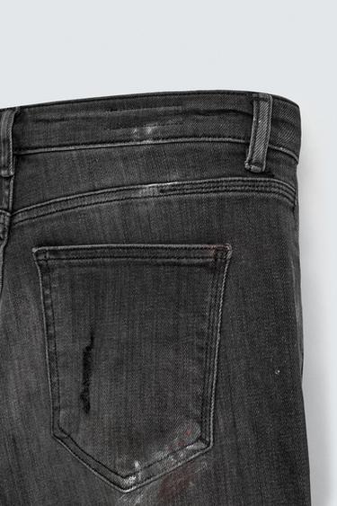 JEANS SKINNY FIT ROTOS - Carbón de Zara
