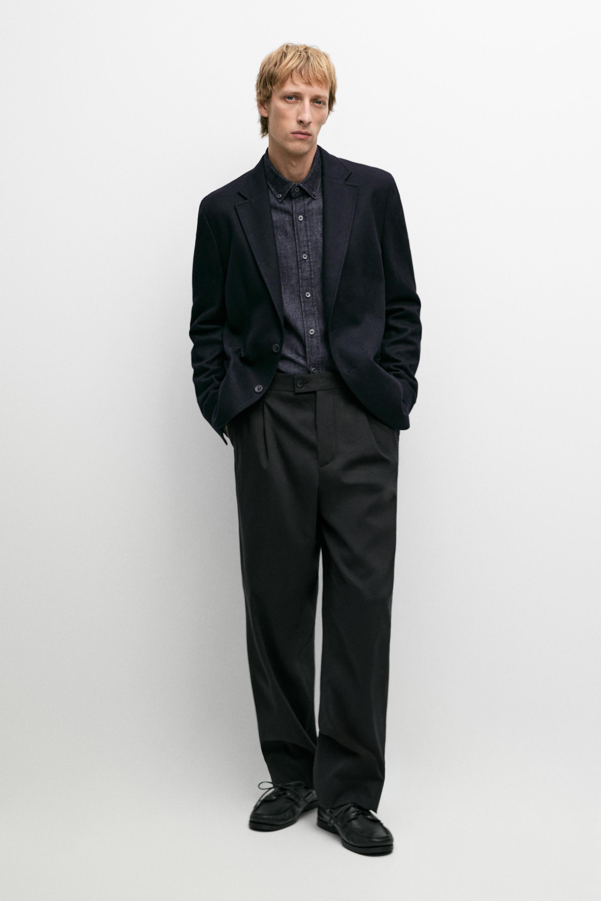 Wide-leg darted pants
