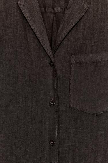 CHEMISE EN LIN À POCHE ZW COLLECTION - Marron de Zara - Image 6