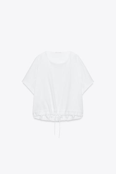 Zara COTTON T-SHIRT WITH TIES - White