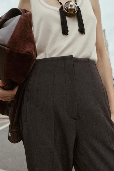 PANTALON TAILLE HAUTE - marron chiné de Zara - Image 3
