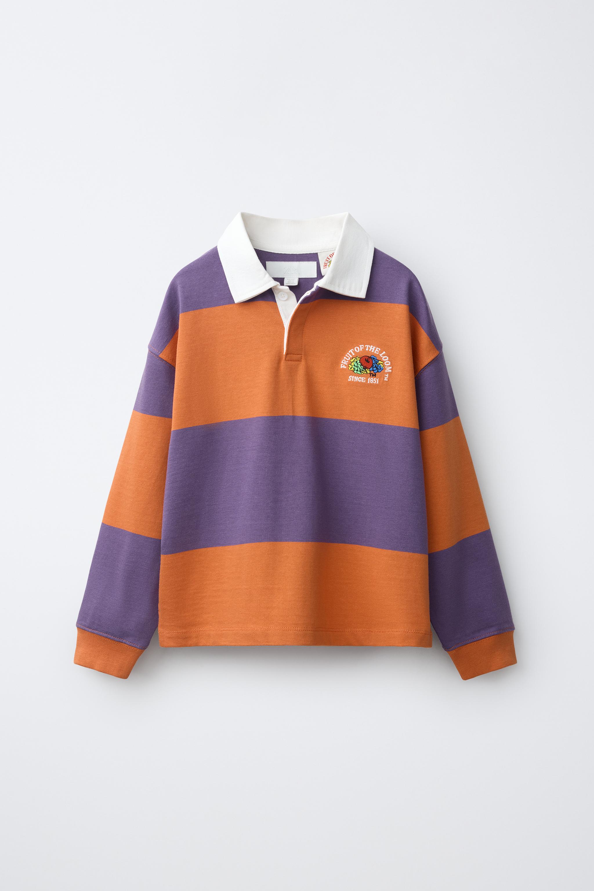 POLO À RAYURES ET BRODERIE FRUIT OF THE LOOM™