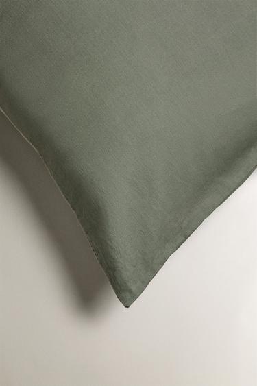 STRIPED COTTON PILLOWCASE - Green by Zara - Image 5