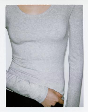 LONG SLEEVE T-SHIRT - Grey marl by Zara