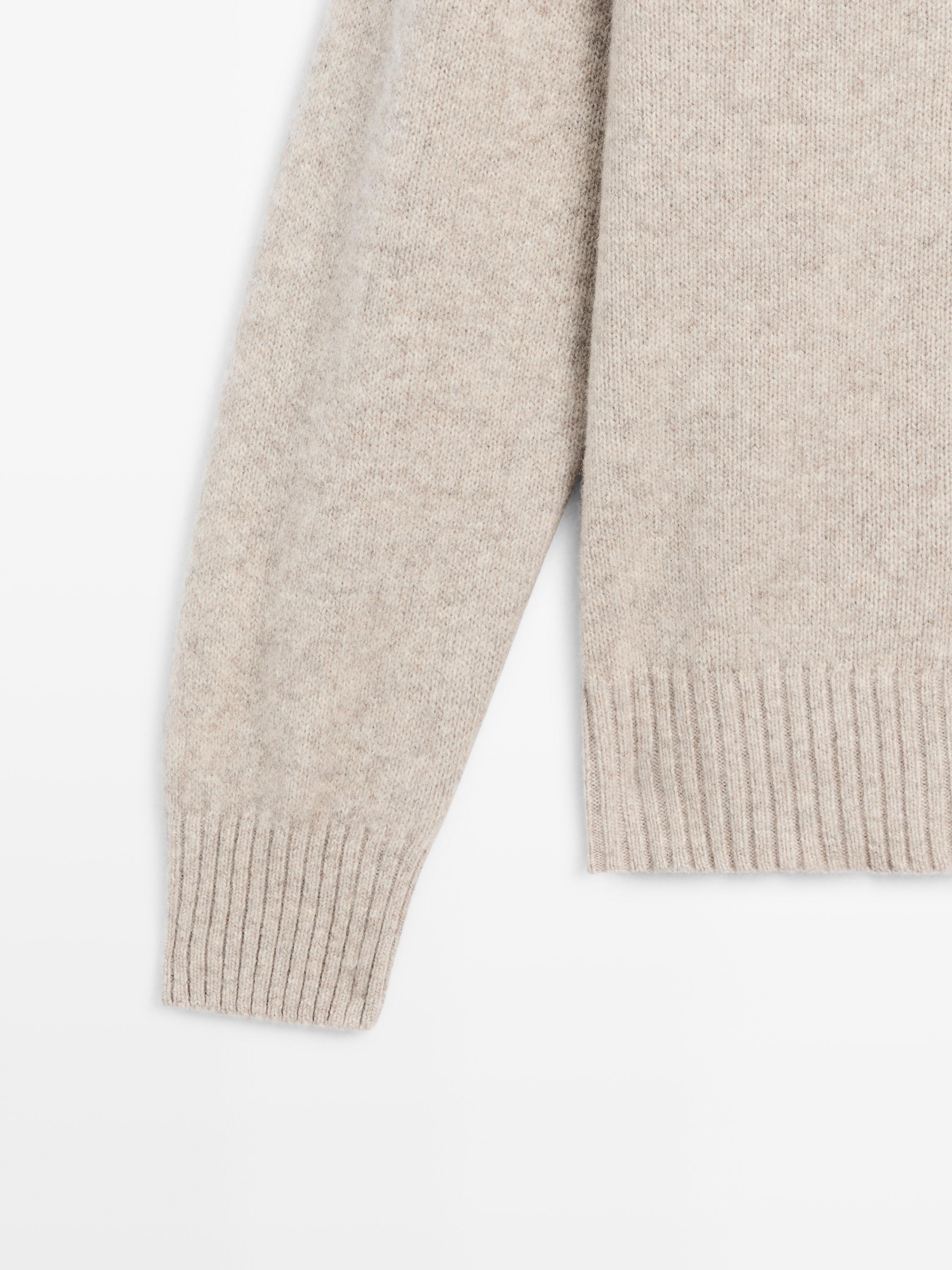 Wool blend V-neck knit cardigan