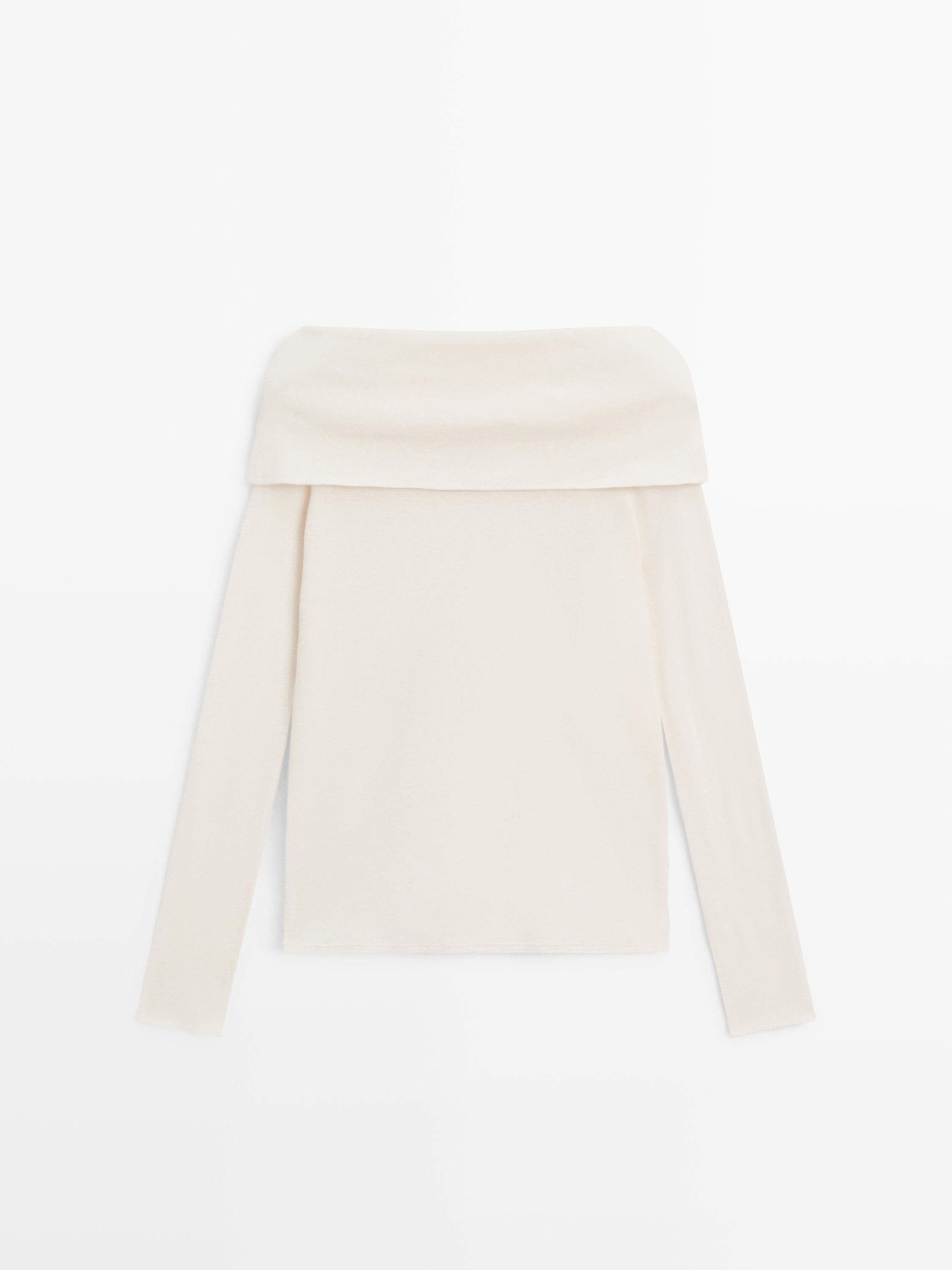 Cotton blend T-shirt with bandeau detail