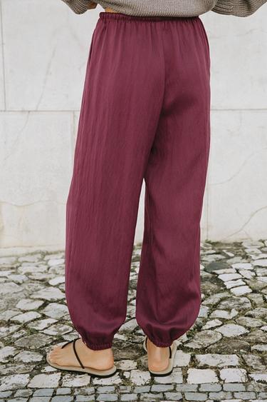 SAROUEL TROUSERS WITH ELASTIC WAIST - Aubergine by Zara - Image 3