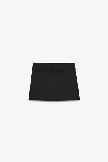 FALDA PANTALÓN CINTURÓN - Negro de Zara