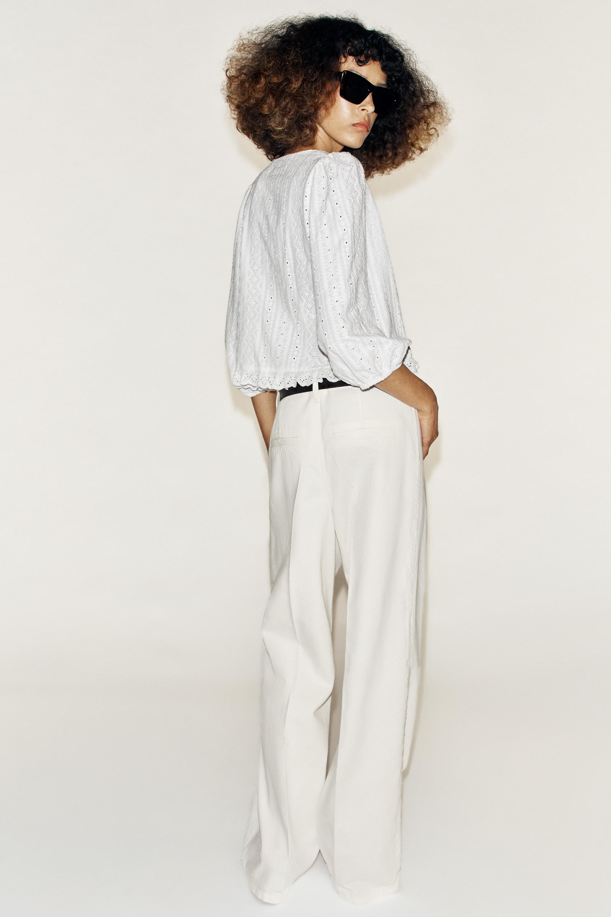EYELET EMBROIDERED BLOUSE