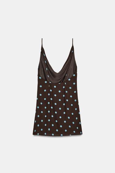 ROBE MINI À POIS - Marron-Bleu de Zara - Image 6