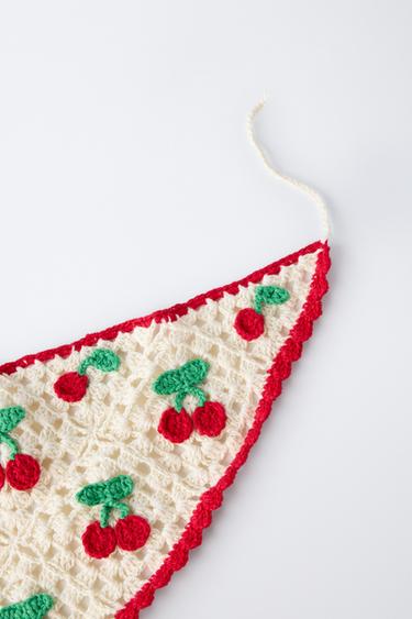 BANDANA EN MAILLE CROCHET CERISES - Sable de Zara - Image 1