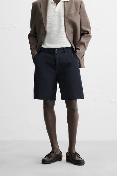 FADED CANVAS BERMUDA SHORTS - Navy blue by Zara - Image 1
