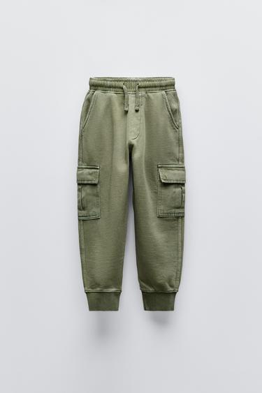 PLUSH CARGO TROUSERS - washed green by Zara