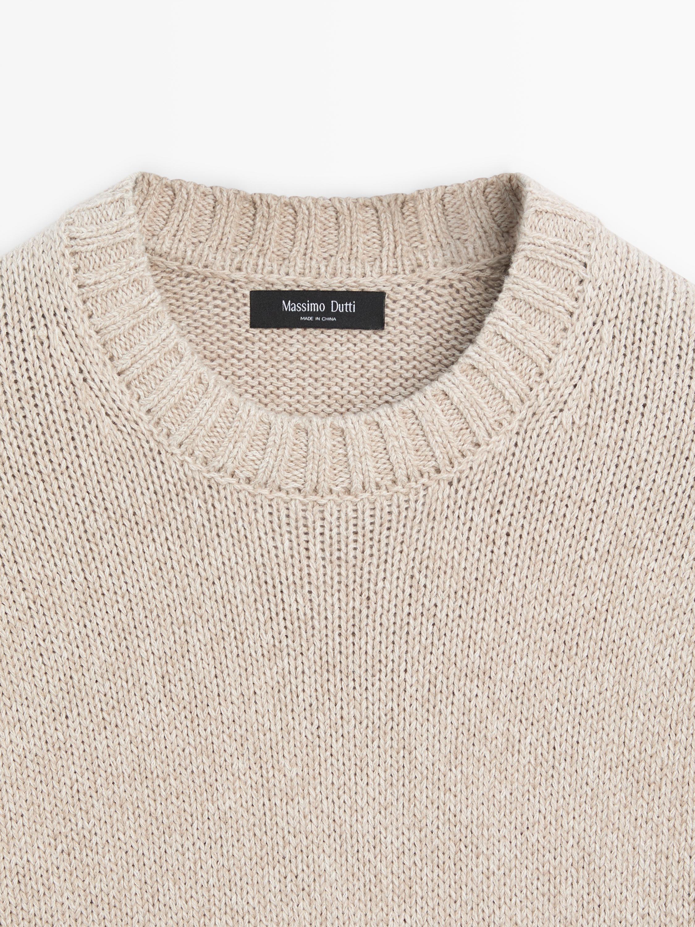 Pull maille coton mélangé col rond