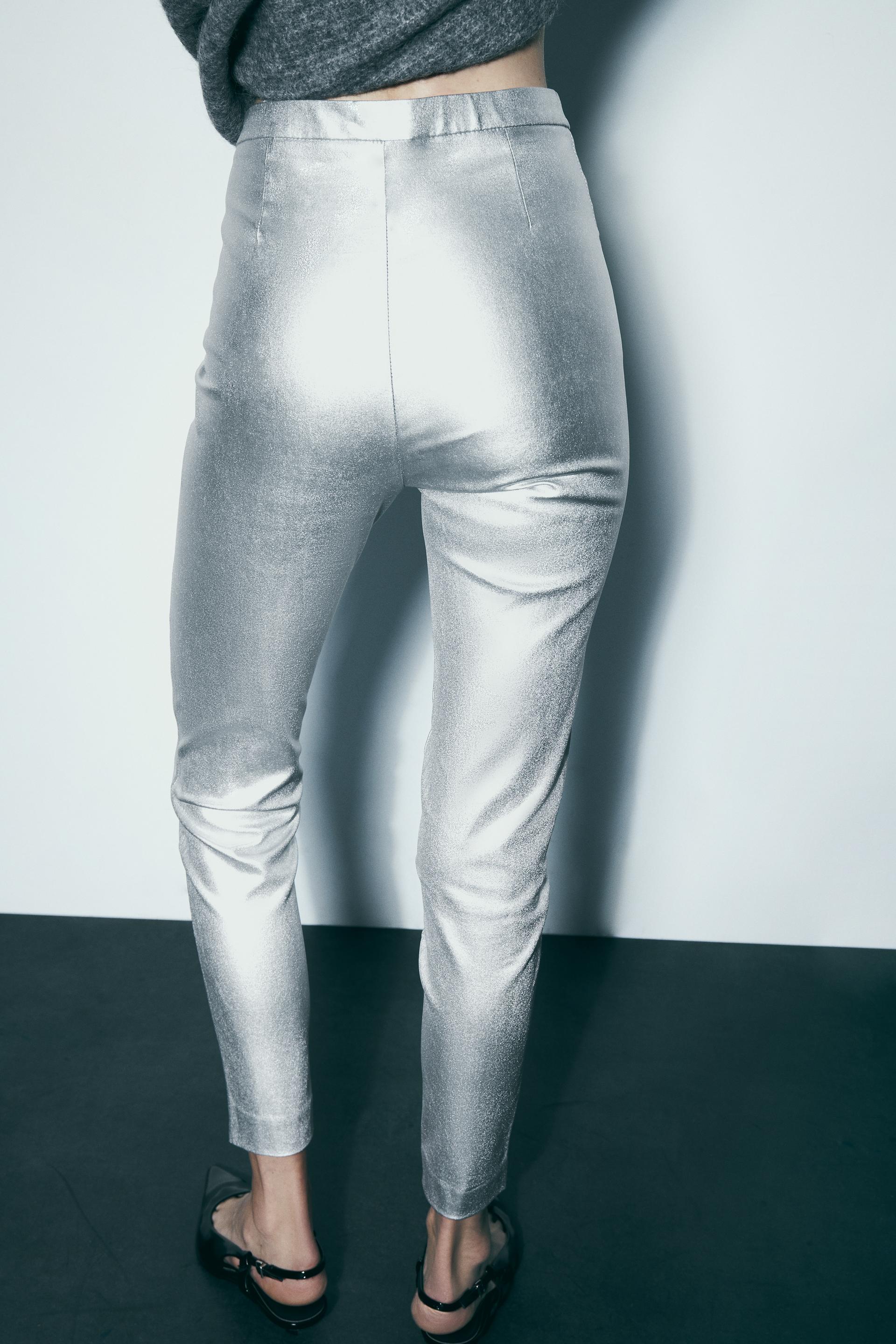 Zara MID-RISE METALLIC LEGGINGS