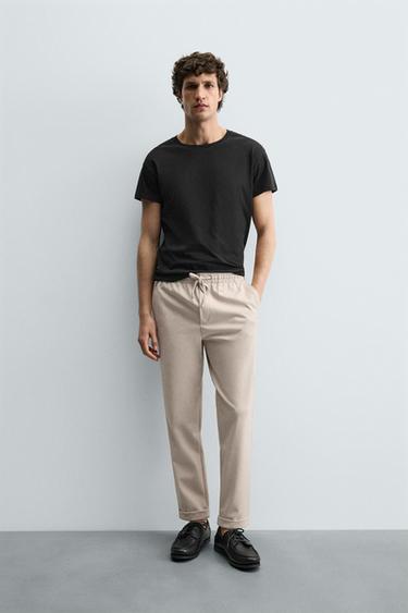 EASY CARE JOGGER WAIST TROUSERS - Light tan by Zara