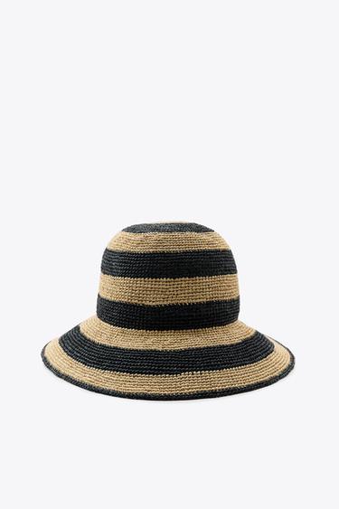 GORRO BUCKET RAYAS - Crudo / Negro de Zara