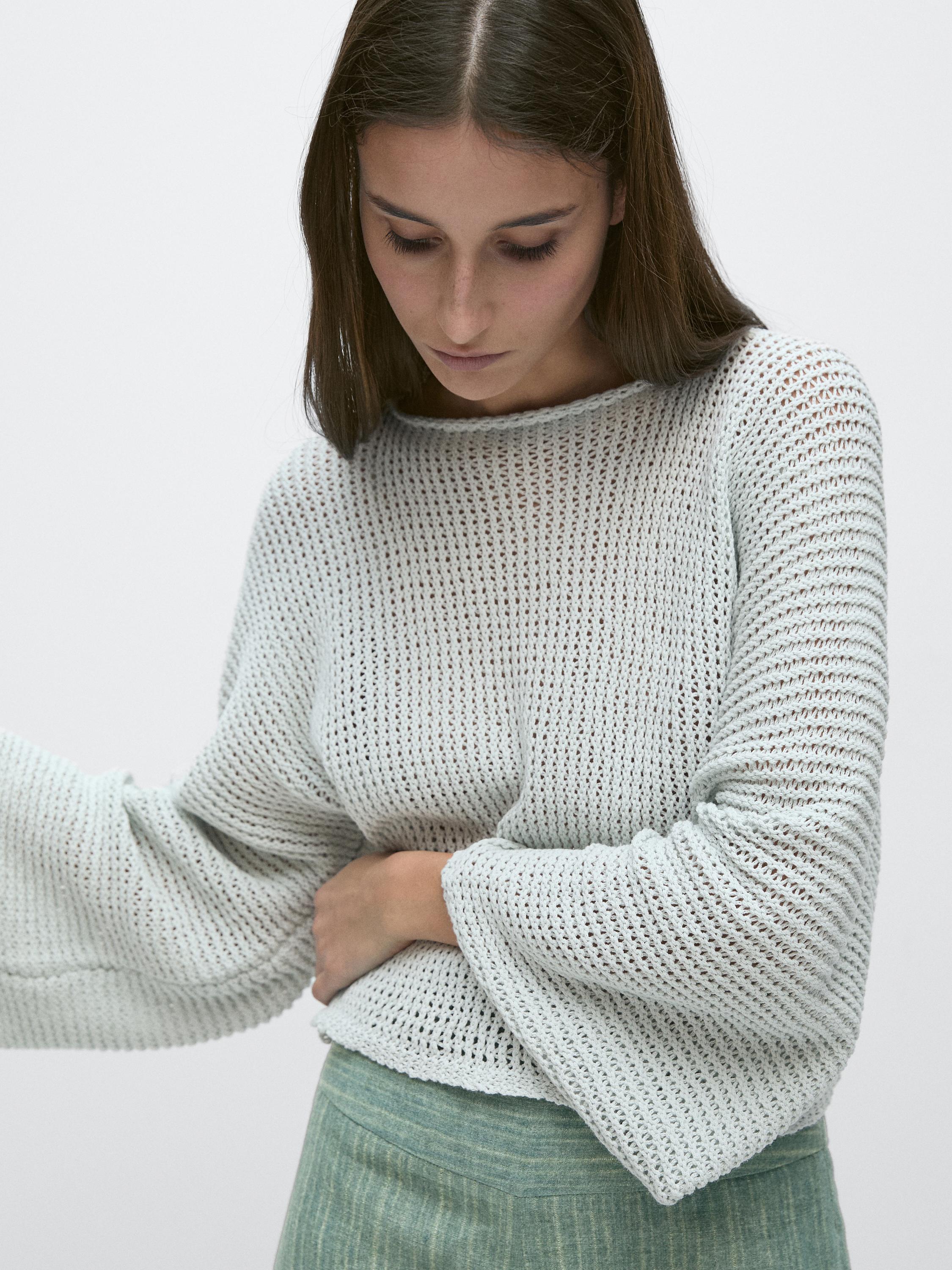 Pull maille ajourée 100 % coton