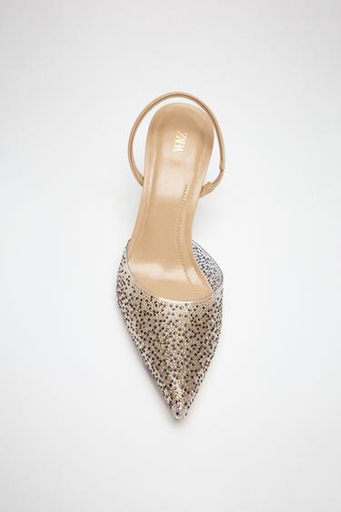 RHINESTONE SLINGBACK SHOES - Beige by Zara