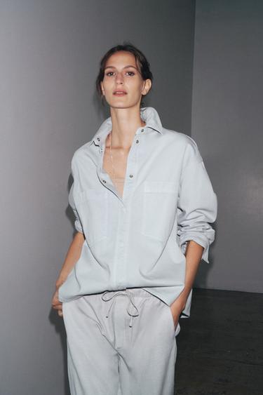 ZW COLLECTION POCKET OVERSHIRT - Light blue by Zara