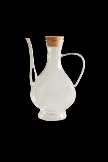 BOROSILICATE CRUET WITH WOODEN STOPPER - Transparent by Zara