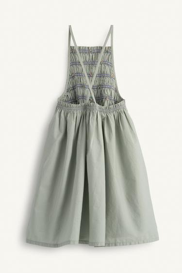 LIMITED EDITION EMBROIDERED FLORAL SHIRRED PINAFORE DRESS - Blue / Green by Zara - Image 5