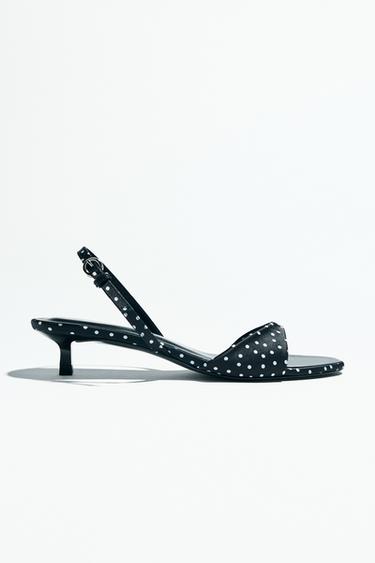 SANDALES À TALONS À POIS - Noir de Zara