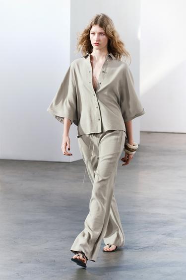 БРЮКИ В ПИЖАМНОМ СТИЛЕ — ZW COLLECTION — СЕРО-КОРИЧНЕВЫЙ от Zara — изображение 0