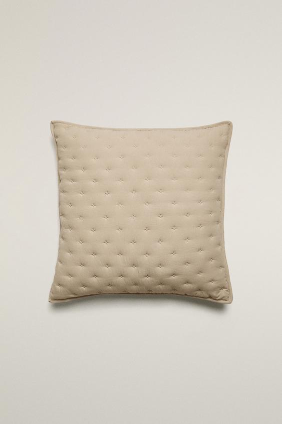 HOUSSE DE COUSSIN UNIE À POIS - Beige de Zara - Image 0