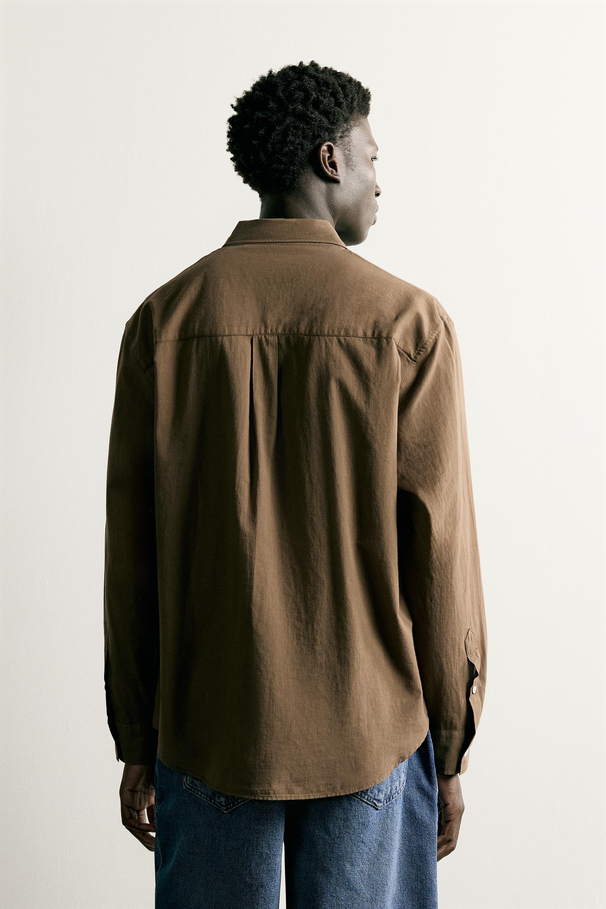Мужские рубашки Zara COTTON VOILE SHIRT — фото 3