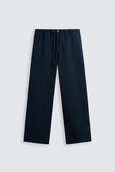RELAXED FIT STRAIGHT-LEG TROUSERS - Navy blue by Zara