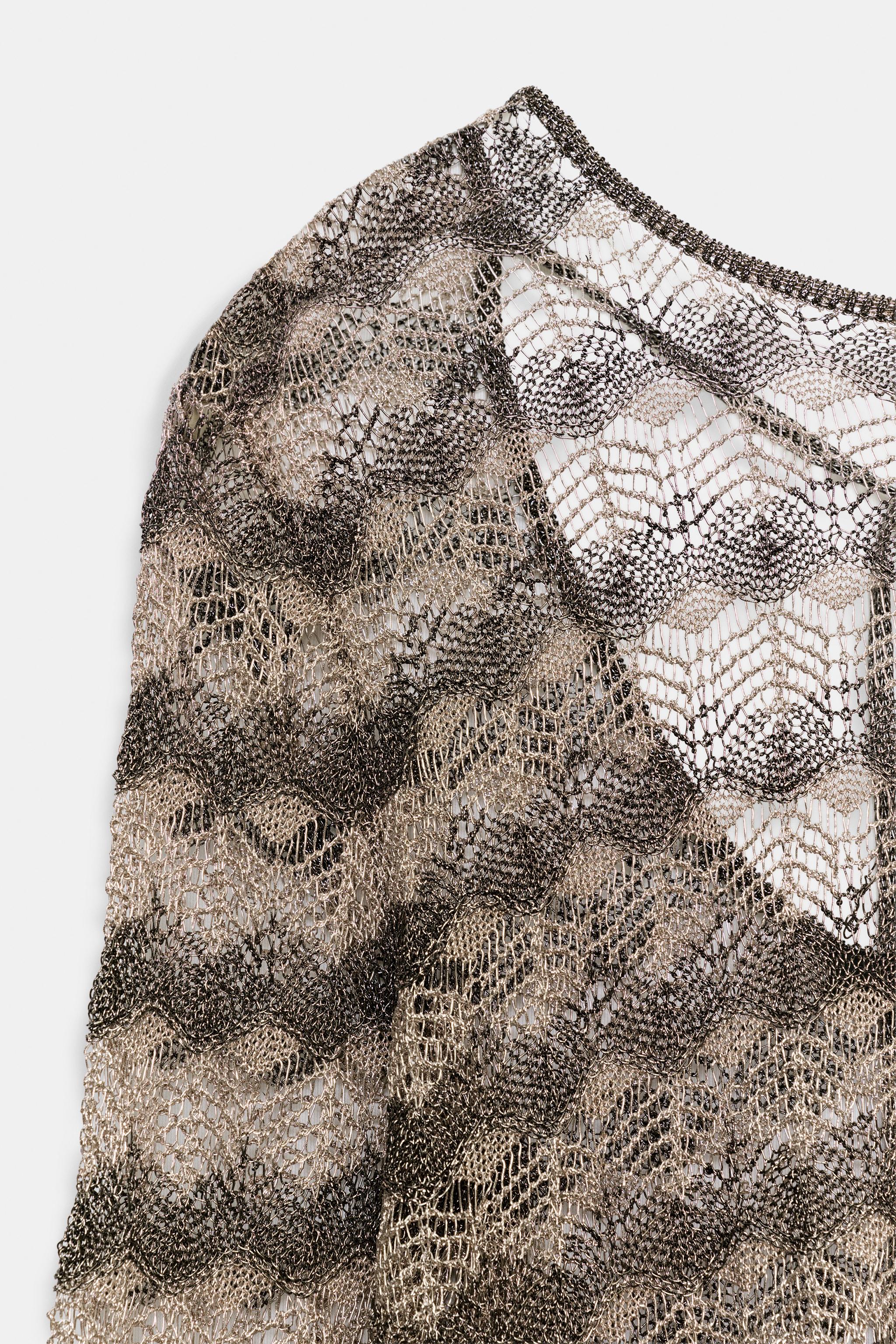 ROBE COURTE EN MAILLE AJOURÉE À FIL MÉTALLISÉ