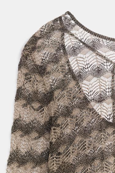 METALLIC THREAD CUTWORK KNIT MINI DRESS - striped by Zara - Image 7