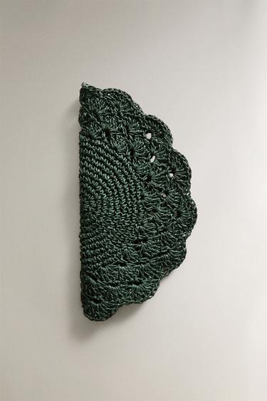 WOVEN PAPER CHRISTMAS PLACEMAT - Green by Zara - Image 1
