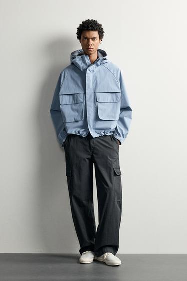 RELAXED FIT WATER-REPELLENT JACKET - Light blue by Zara