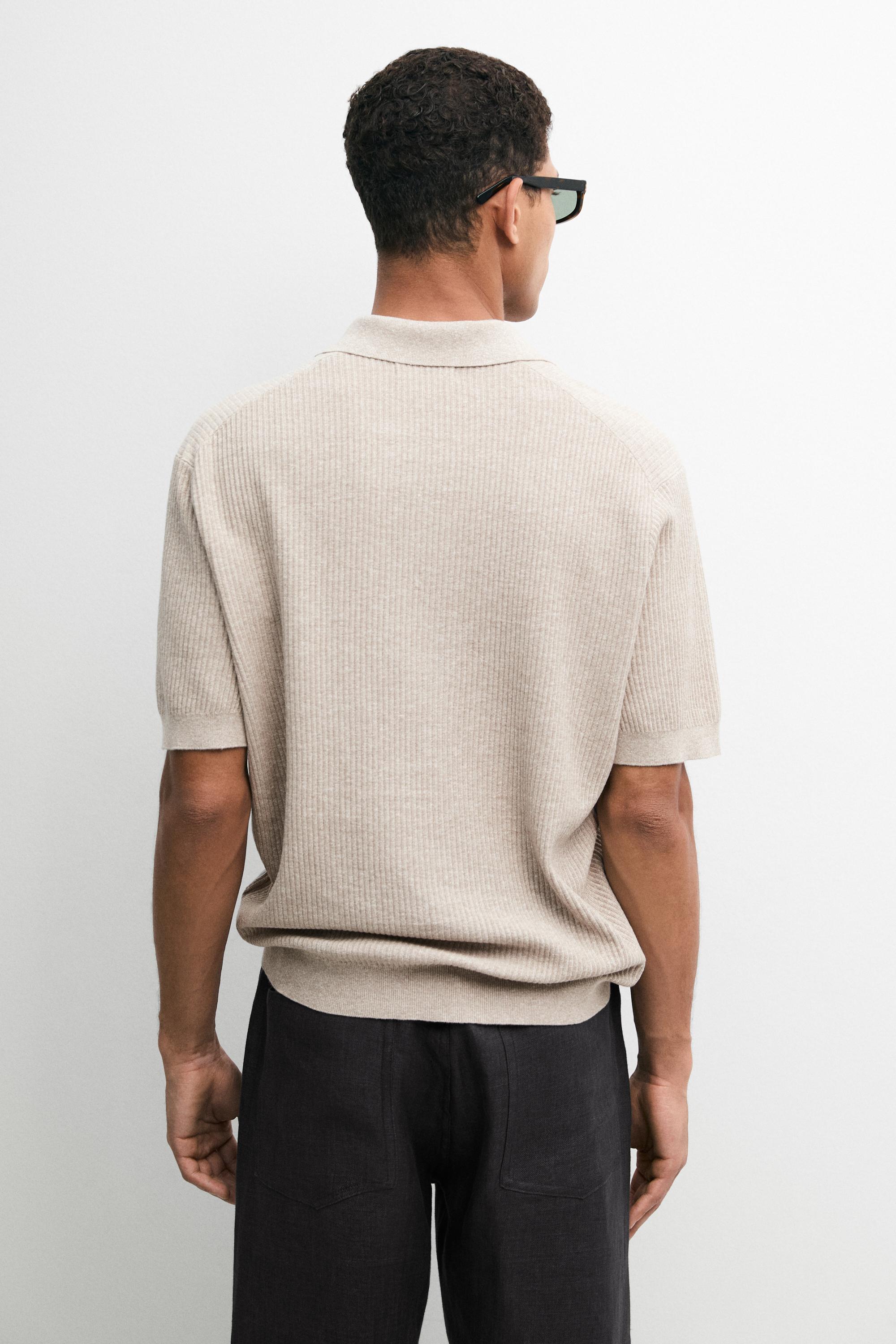 Cotton blend knit polo shirt