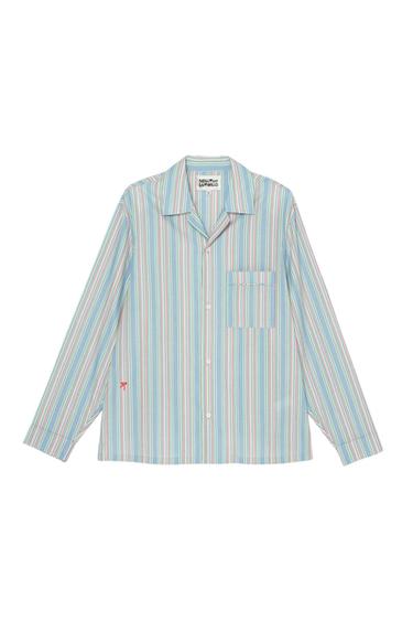 RELAXED FIT STRIPED JACQUARD SHIRT - Light blue by Zara