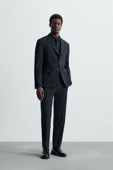 TEXTURED SUIT TROUSERS - Navy blue by Zara - Image 0