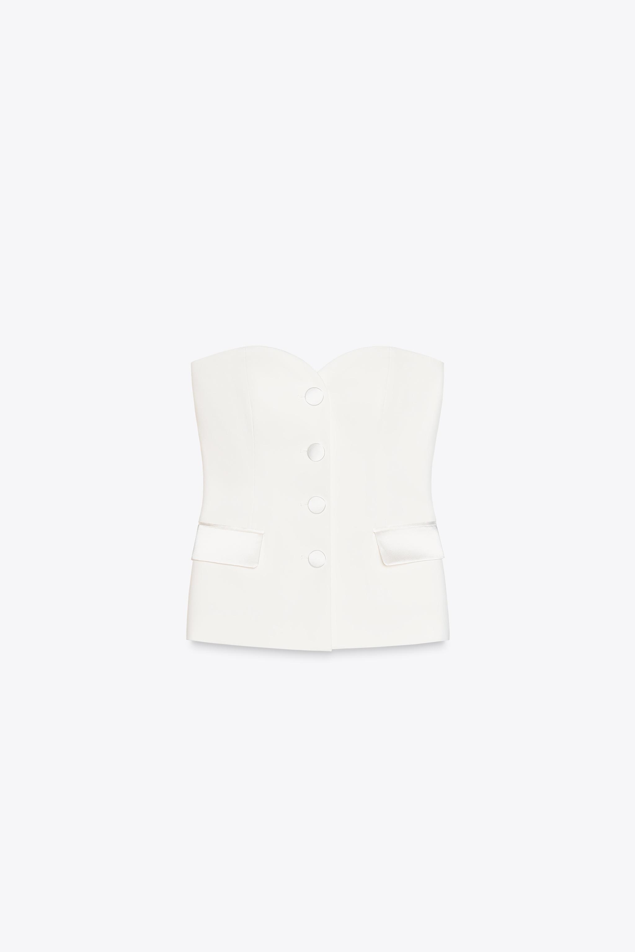 コントラスト サテン ビスチェトップス - エクリュ | ZARA Japan