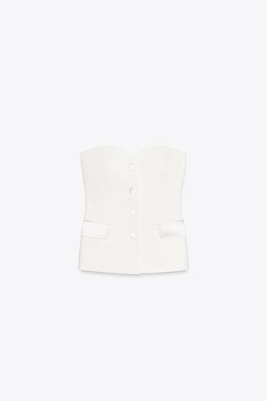 TOP BUSTIER COMBINADO SATINADO - Crudo de Zara