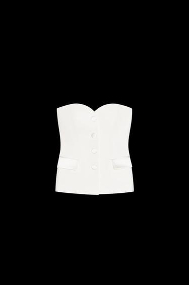 TOP BUSTIER COMBINADO SATINADO - Crudo de Zara - Imagen 0