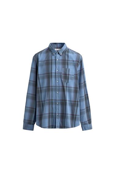 CHEMISE REGULAR FIT À CARREAUX - Bleu de Zara